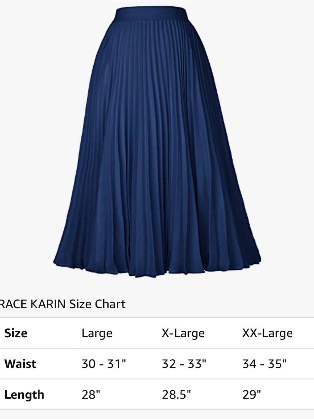 Grace Karin Pleated Maxi Skirt, Navy Blue, Size XL - Picture 6 of 6